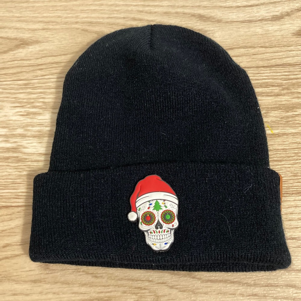 YP Classics Beanie Unisex OS Black Kids Sugar Skull Christmas Hat YUPOONG